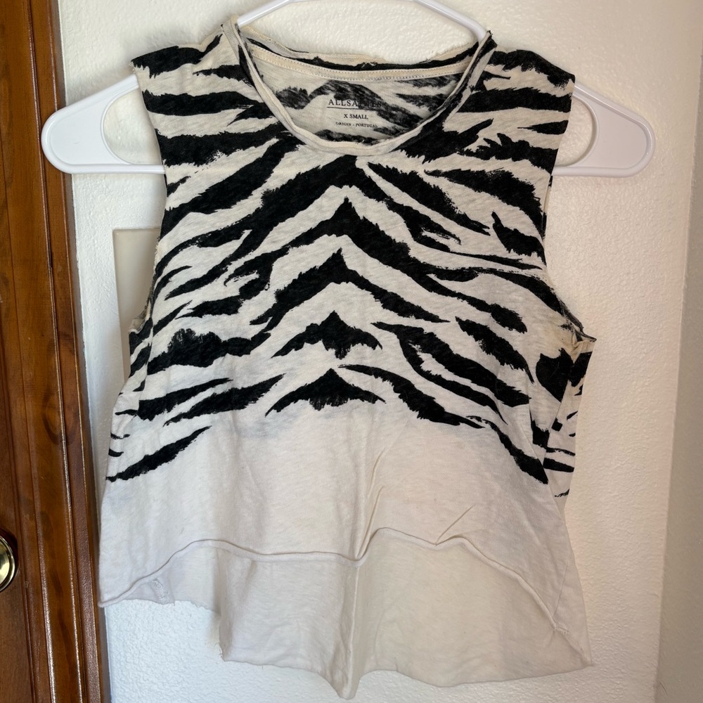 All Saints Zebra Print Tank Top XS